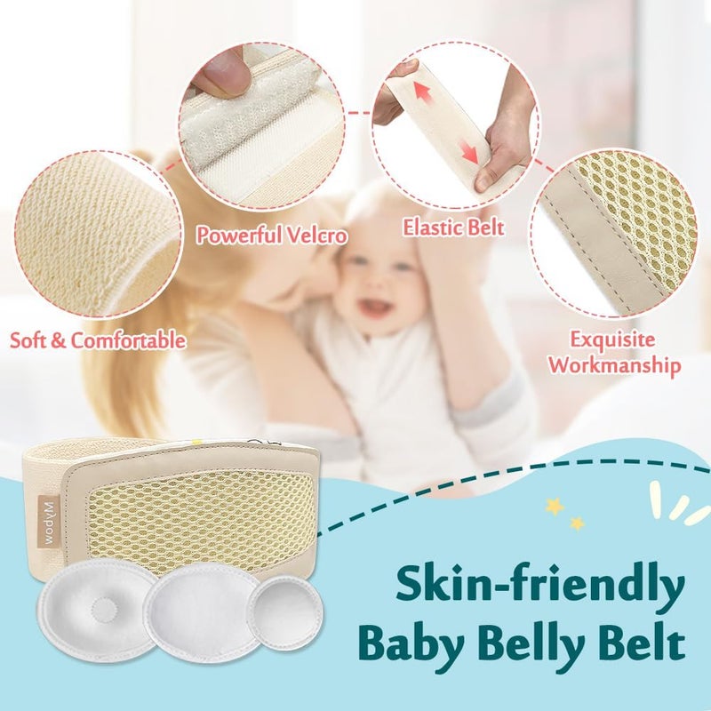 Mybow Umbilical Hernia Belt Baby, Infant Belly Button Band, Umbilical Cord Cover for Newborn Abdominal Binder, Hernia Support Truss, Belly Button Shaper, Adjustable Navel Band with 3 Compression Pad - Image 4