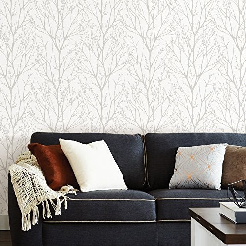 NuWallpaper NU2394 Treetops Peel Stick Wallpaper, White & Off-White - Image 2