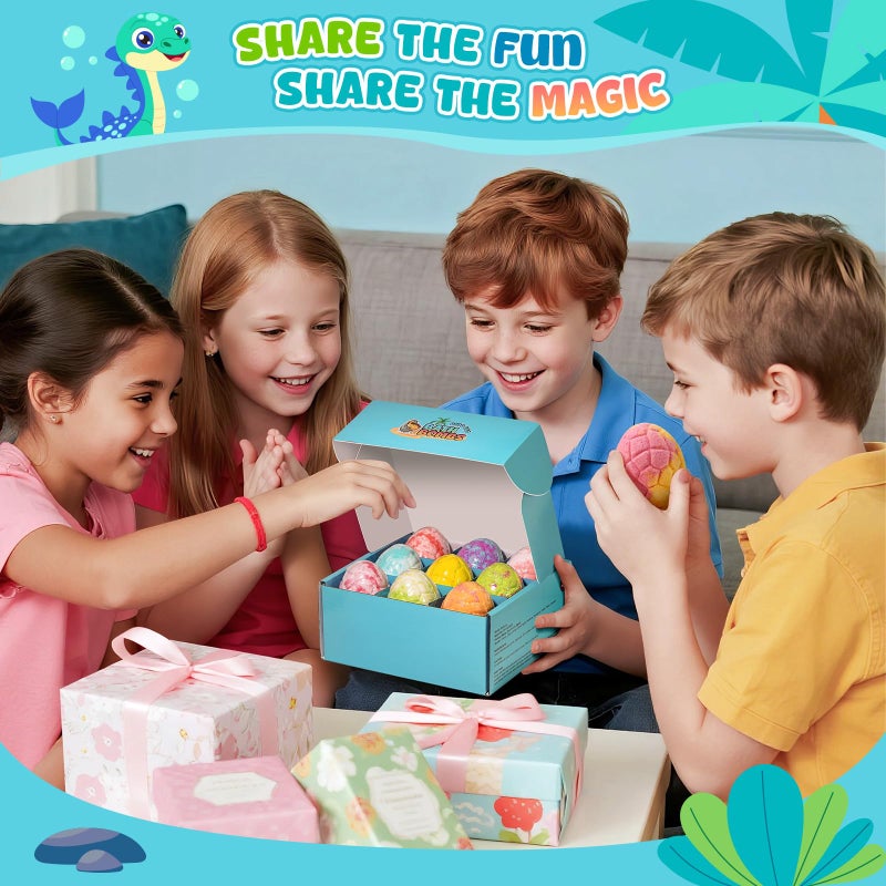 Bofuoos Dinosaur Bath Bombs for Kids with Surprise Inside, Easter Baskets Stuffers Gifts for Kids, 9 Pack Natural Organic Kid Bubble Bath Fizzy for Girls Boys with Bath Toys Inside - Image 5