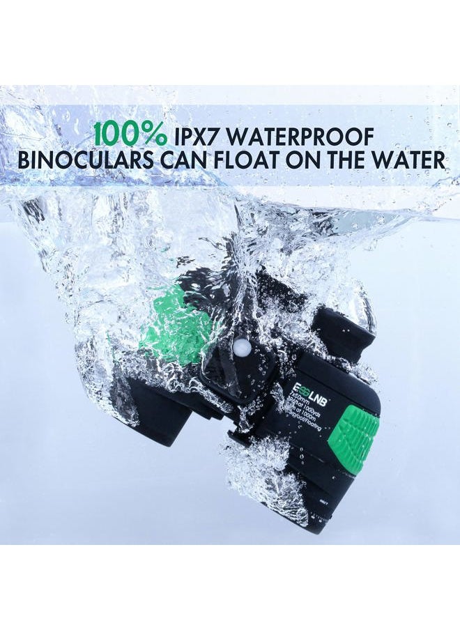 ESSLNB 7X50 Marine Binoculars IPX7 Waterproof Binoculars for Boating with Illuminated Rangefinder and Compass BAK4 Prism FMC Military Floating Binoculars for Navigation Hunting w/Bag and Strap  - Image 3