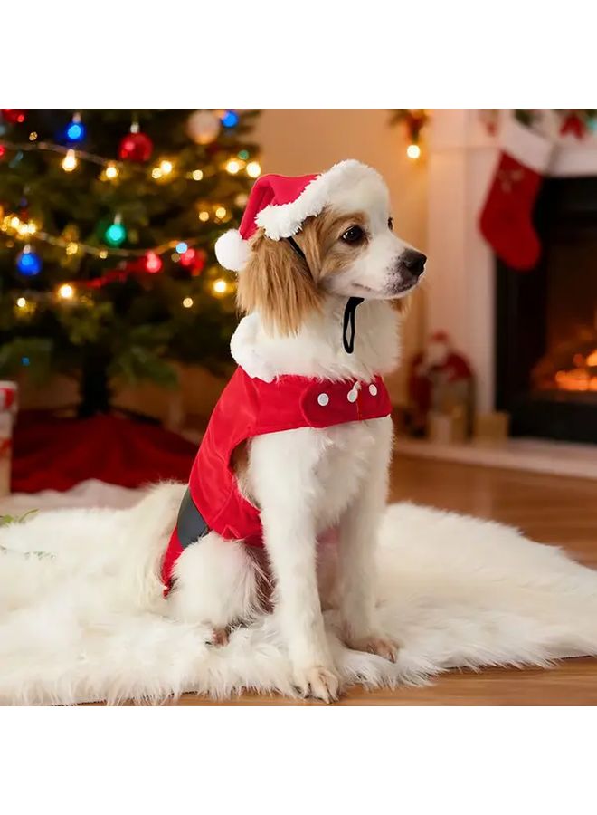 Small Dog Santa Costume With Snap Closure Warm Winter Jacket For Christmas - Image 2
