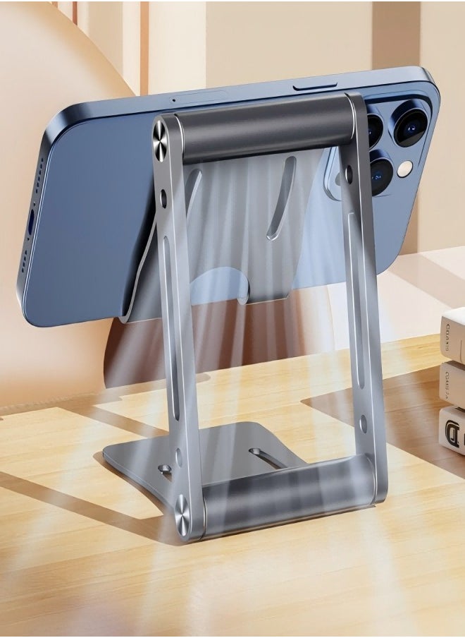 MHD Phone Stand Aluminum Mobile Stand Adjustable Mobile Holder Foldable Phone holder, Desktop iPhone Stand Compatible With All Mobile Phone, iPhone 16/15 Series, Samsung Galaxy S24 S23, iPad Grey  - Image 4