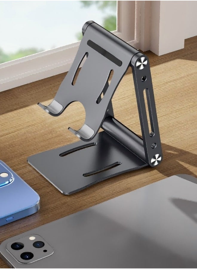 MHD Phone Stand Aluminum Mobile Stand Adjustable Mobile Holder Foldable Phone holder, Desktop iPhone Stand Compatible With All Mobile Phone, iPhone 16/15 Series, Samsung Galaxy S24 S23, iPad Grey  - Image 3