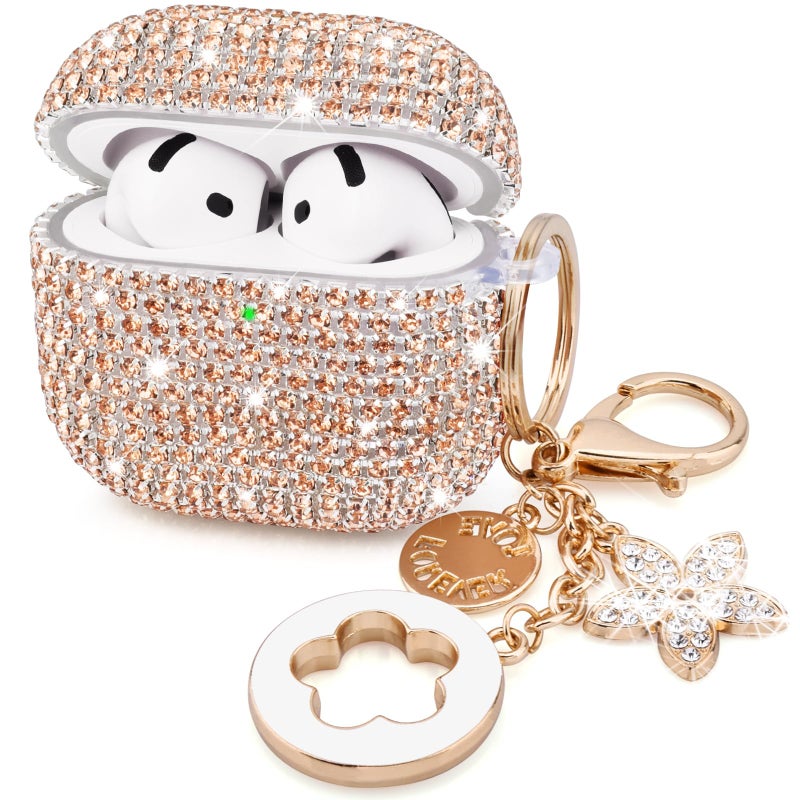 VISOOM Cute Jewelry Case for Airpods 4 Cases 2024 Cover Women, Sparkly Air pods 4 Gen Case Hard TPU Airpod Cases 4th Generation Glitter iPods 4 Cas with Bling Keychain for iPods Earbuds Airpods 4th - Image 1
