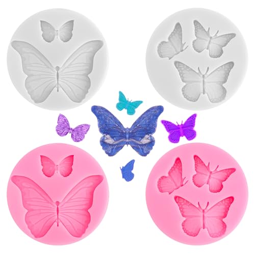 Gegraterwa Butterfly Molds 4 Pcs Butterfly Chocolate Molds Mini Silicone Molds for Cake Decorating - Image 1