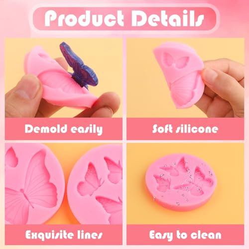 Gegraterwa Butterfly Molds 4 Pcs Butterfly Chocolate Molds Mini Silicone Molds for Cake Decorating - Image 3