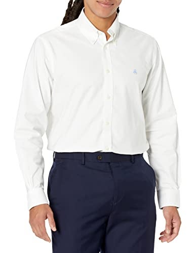 Brooks Brothers Mens NonIron Long Sleeve Button Down Stretch Oxford Sport Shirt Solid White XLarge
