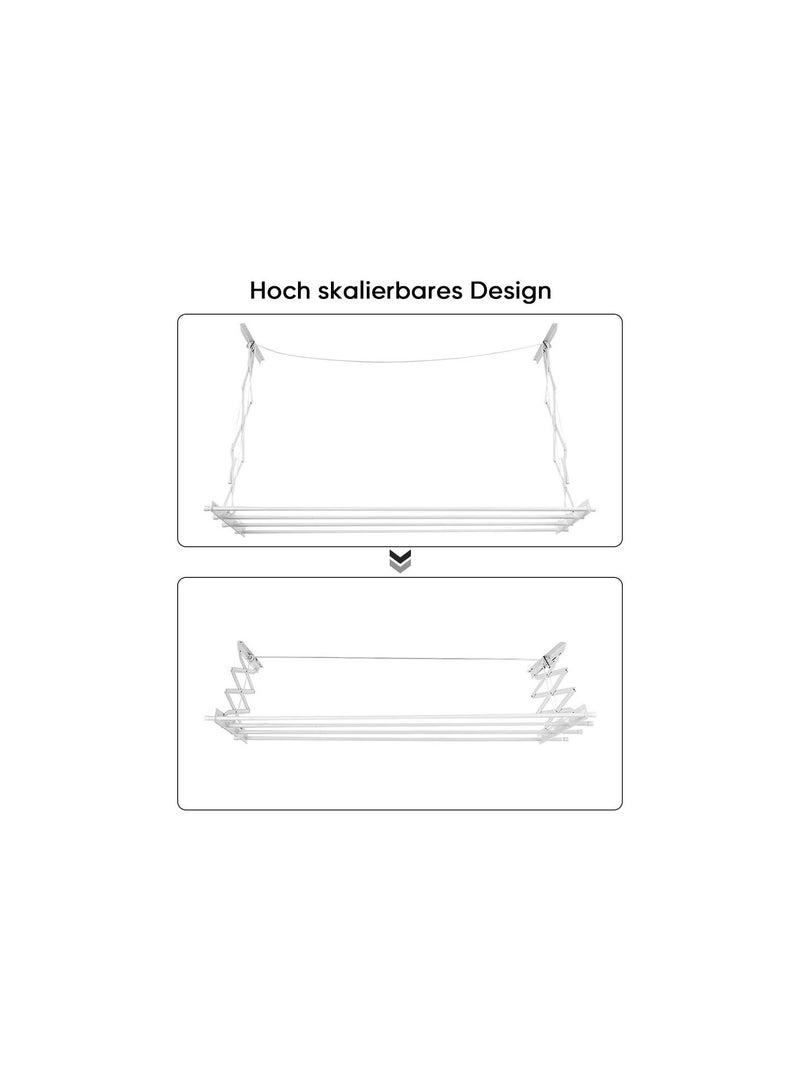 GGOOT Ceiling Mounted Clothes, Indoor Retractable Drying Rack Adjustable Wall-mounted Clothes Hanger Retractable Clothes Airer Hanger with Fashionable Design for Laundry Bedroom Indoor - Image 3
