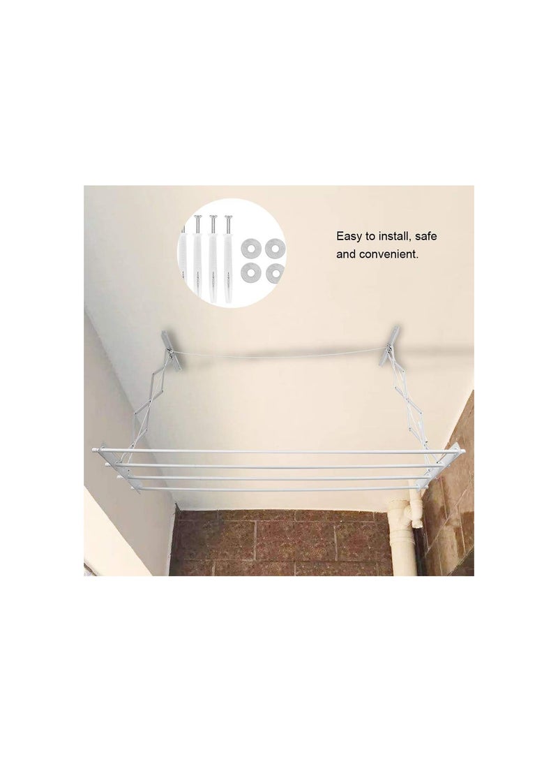 GGOOT Ceiling Mounted Clothes, Indoor Retractable Drying Rack Adjustable Wall-mounted Clothes Hanger Retractable Clothes Airer Hanger with Fashionable Design for Laundry Bedroom Indoor - Image 4