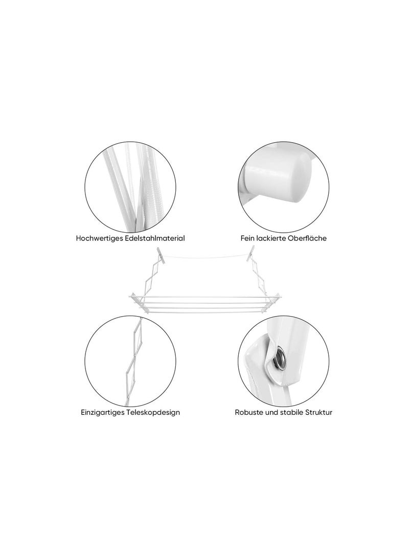 GGOOT Ceiling Mounted Clothes, Indoor Retractable Drying Rack Adjustable Wall-mounted Clothes Hanger Retractable Clothes Airer Hanger with Fashionable Design for Laundry Bedroom Indoor - Image 2
