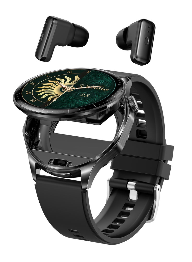 RollsTimi  Men's Smart Watch 1.43-Inch High-Definition Touch Screen, TWS Organizer , IP67 Waterproof And Dustproof, Health Monitoring Sports Watch,T98 Tape Black - Image 1