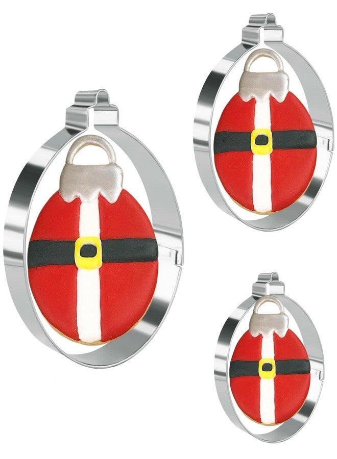 KAISHANE Christmas Ornament Cookie Cutter Set 3 Pieces Stainless Steel Xmas Light Biscuit Cutters for Baking - Image 1