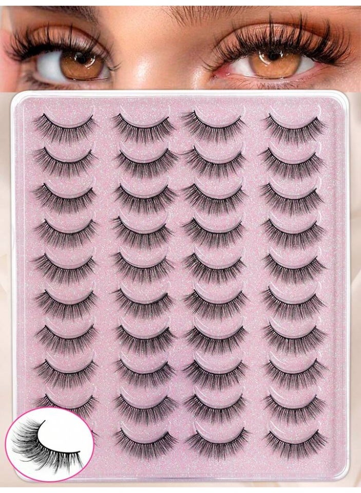 شي إن رموش صناعية من المنك - 20 ازواج من رموش المنك منفوشة بمظهر طبيعي، رموش عين القطة الناعمة قابلة لاعادة الاستخدام - Image 5