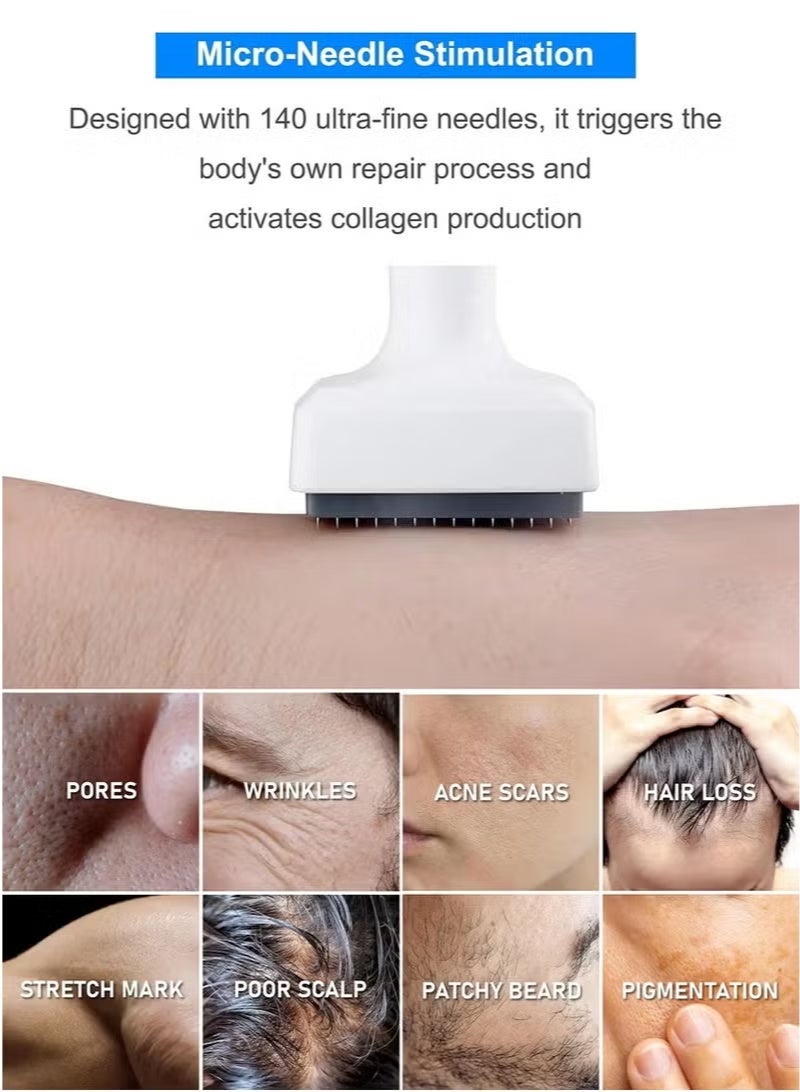 jingpin 【Professional Adjustable Derma Stamp】140 Titanium Microneedle Roller 0-3mm Multi-Purpose Skin & Hair Tool - Face/Scalp/Beard Rejuvenation Device for Home Use, Unisex - Image 2