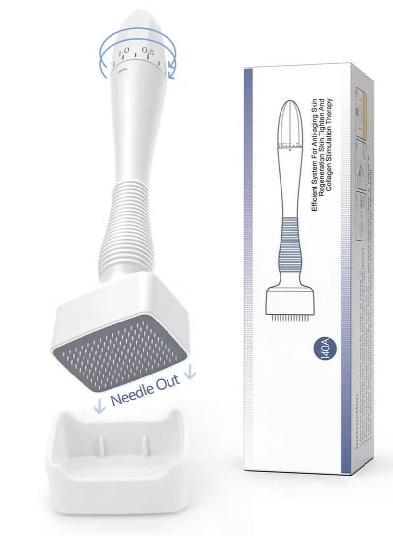jingpin 【Professional Adjustable Derma Stamp】140 Titanium Microneedle Roller 0-3mm Multi-Purpose Skin & Hair Tool - Face/Scalp/Beard Rejuvenation Device for Home Use, Unisex - Image 1