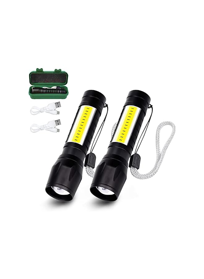 promass USB Rechargeable Torch, Outdoor Emergency Light Check Light XPE/COB Mini Torch, Portable Waterproof Handheld Torch for Camping, Outdoor, Emergency and Daily Use (2 Pack) - Image 2