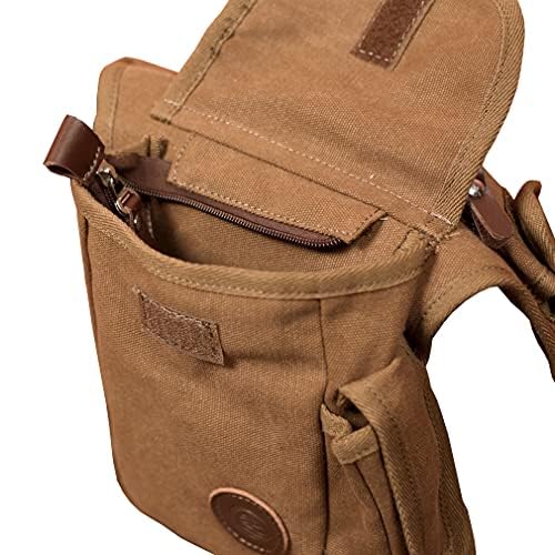 Hebetag Outdoor Waist Pack Canvas Drop Leg Bag for Men Women Travel Tactical Motorcycle Bike Cycling Hiking Camping Thigh Hip Pouch Casual Sling Daypack (Brown) - Image 2