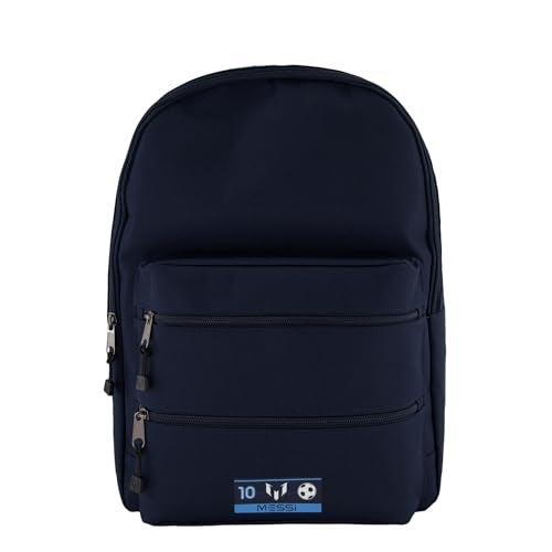 MESSI حقيبة ميسي الحياتية، حقيبة مدرسية مع جيوب وأحزمة قابلة للتعديل، أزرق داكن، مقاس واحد - Image 1
