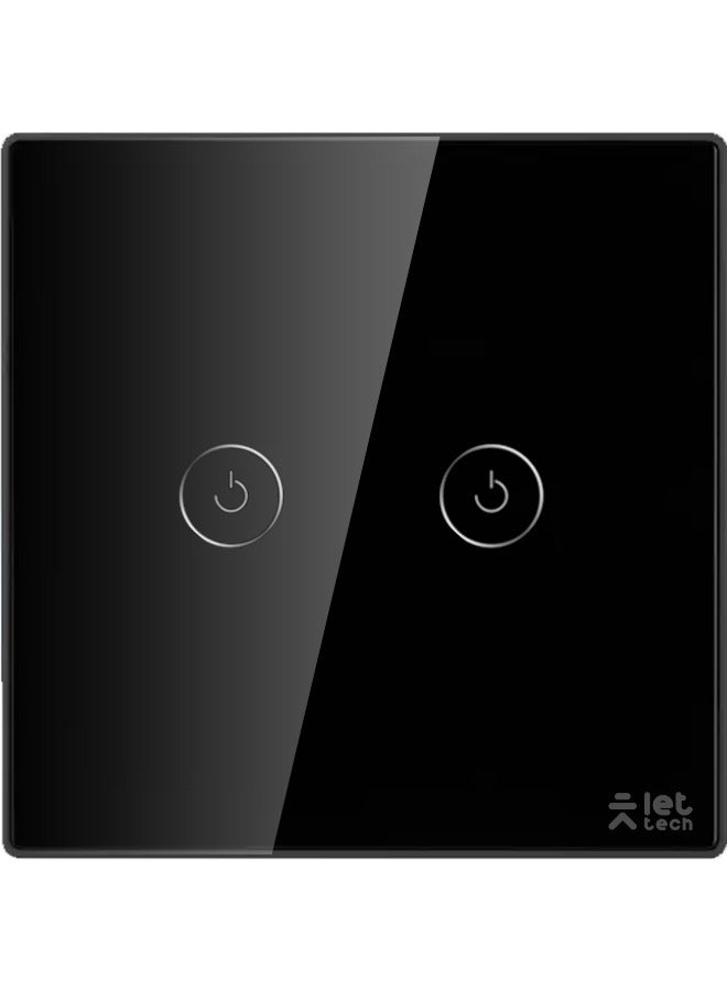 دع التقنية مفتاح إنارة ذكي واي فاي ثنائى - اسود - Image 1