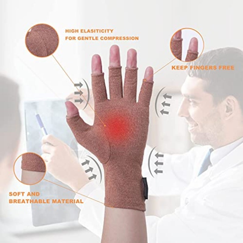 NALACAL Arthritis Gloves for Carpal Tunnel Pain Relief, Strengthen Compression Gloves to Alleviate Hand Pains, Swelling, Fingerless Computer Typing Gloves for Rheumatoid, Tendonitis Women/Men-M - Image 3