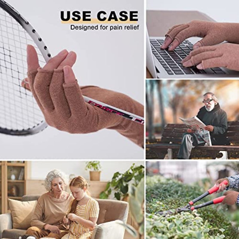 NALACAL Arthritis Gloves for Carpal Tunnel Pain Relief, Strengthen Compression Gloves to Alleviate Hand Pains, Swelling, Fingerless Computer Typing Gloves for Rheumatoid, Tendonitis Women/Men-M - Image 4