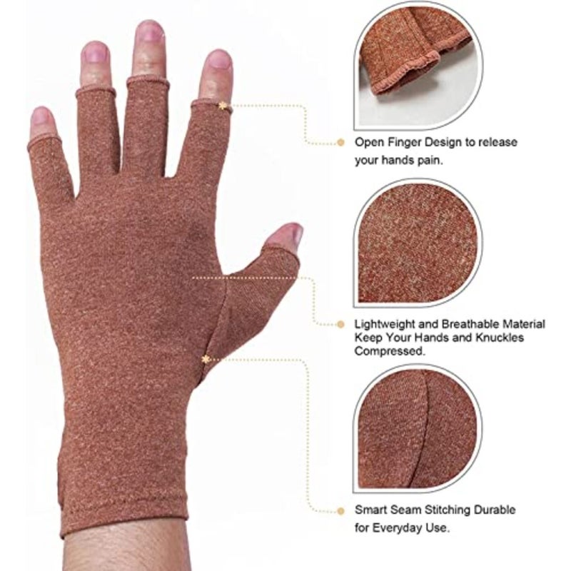 NALACAL Arthritis Gloves for Carpal Tunnel Pain Relief, Strengthen Compression Gloves to Alleviate Hand Pains, Swelling, Fingerless Computer Typing Gloves for Rheumatoid, Tendonitis Women/Men-M - Image 2
