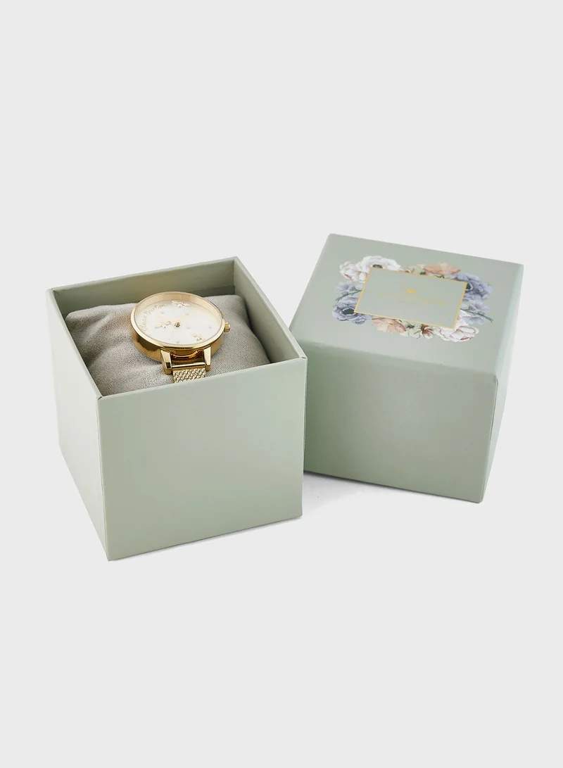 OLIVIA BURTON Pearly Queen Leather Strap Analog Watch