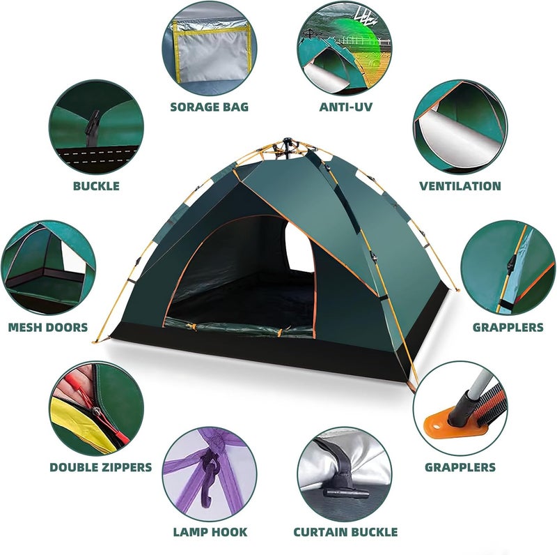 Rovyfota Camping Tent, Automatic 1-2 Man Person Instant Tent Pop Up Ultralight Dome Tent, Waterproof & Windproof Camping Tent with Removable Outer Tarpaulin, Double Layers - Image 4