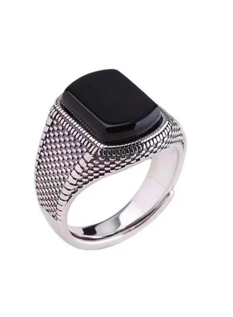 LATEEN Men 's Ring Adjustable Ring Elegant Unique Retro Non-Fading Ring - Image 1