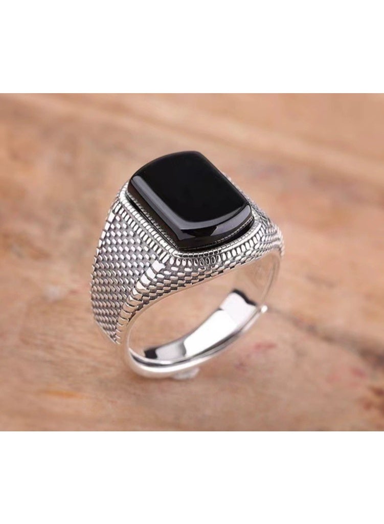 LATEEN Men 's Ring Adjustable Ring Elegant Unique Retro Non-Fading Ring - Image 2