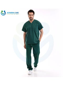 ACNORIA CARE Men's Medical Scrubs Consisting Of Two Pieces 100% Cotton Blouse And Pants Olive Green Color - Size XL - From Acnoria Care  - Image 1