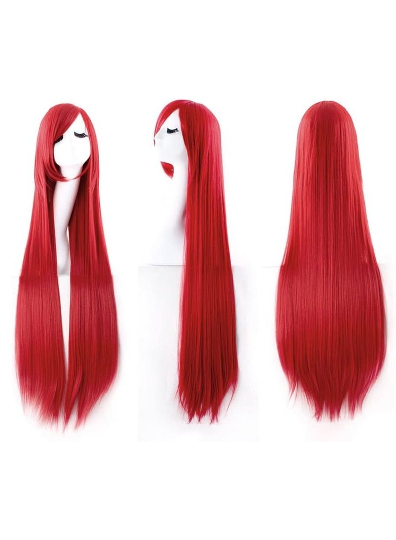 Estelle 40 Inches 100 Cm Anime Costume Long Straight Cosplay Party Wig Red - Image 3