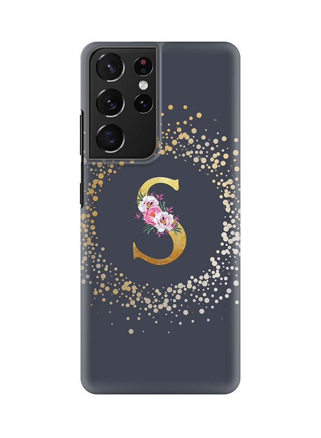 Stylizedd Monogram Slim Cover for Samsung Galaxy S21 Ultra 5G Case Custom Initials Letter Floral Pattern Snap Series Mobile Cover Matte Alphabet  - S (Grey) - Image 1