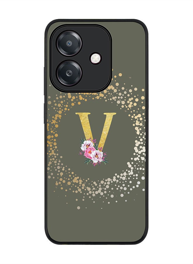 Stylizedd For Oppo A5i Case,Slim fit Camera Protection, Shockproof Thin Phone cover  - Custom Monogram Floral - V  (Olive Green )