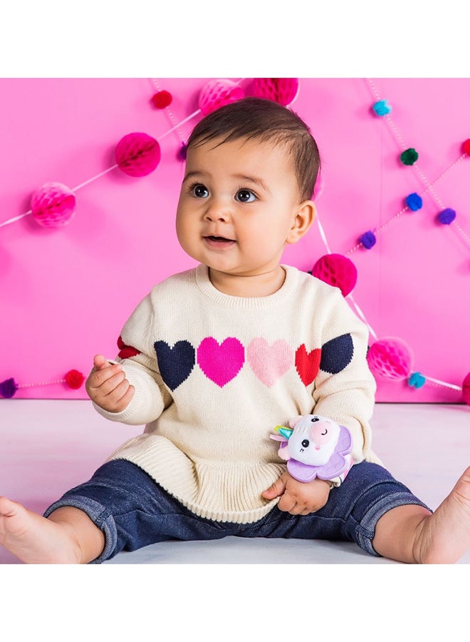 Bright Starts - Rattle & Teethe Wrist Pals Toy, Unicorn & Llama, Newborn+, 2 Count - Image 3