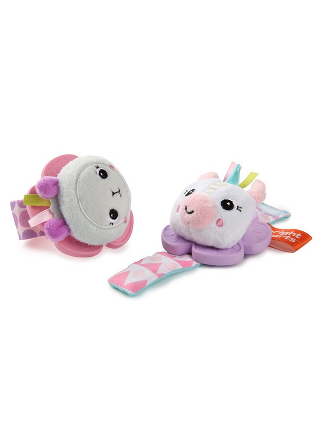 Bright Starts - Rattle & Teethe Wrist Pals Toy, Unicorn & Llama, Newborn+, 2 Count - Image 4