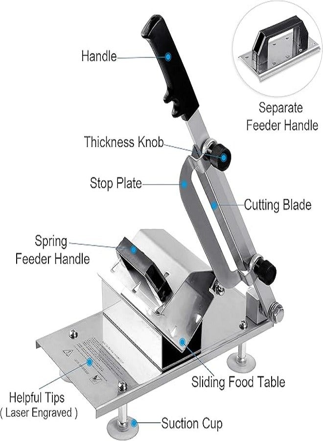 Manual Frozen Slicer,Stainless Steel Cutter Beef Mutton Roll Cheese Food Slicer Vegetable Sheet Slicing Machine for Home Cooking Kit of Hot Pot  - Image 2