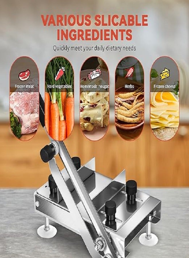 Manual Frozen Slicer,Stainless Steel Cutter Beef Mutton Roll Cheese Food Slicer Vegetable Sheet Slicing Machine for Home Cooking Kit of Hot Pot  - Image 4