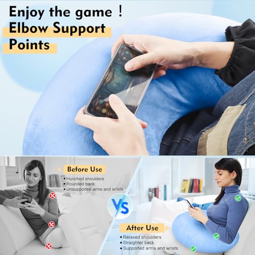 vamorry Gaming Pillow Arm Support Pillow for Bed & Sofa: Ergonomic U-Shaped Lap Pillow with Elbow Rest for Adults & Kids - Reduces Arm Pain & Fatigue During Gaming, Reading, Working & Crocheting - Image 3