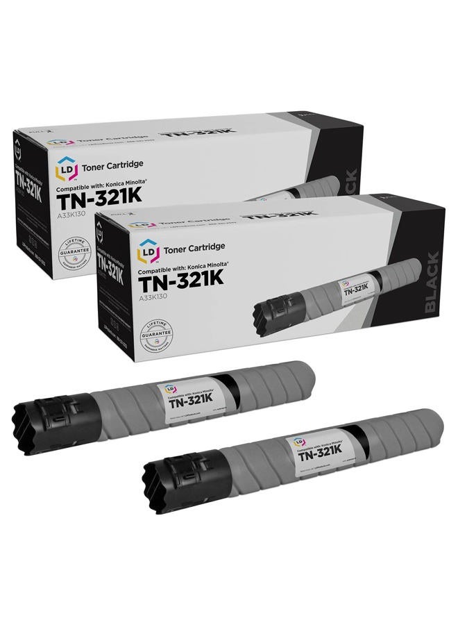 LD Products Compatible Toner Cartridge Replacement for Konica Minolta TN-321K A33K130 (Black, 2-Pack) - Image 1