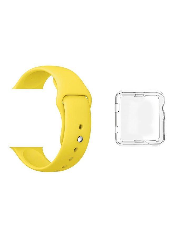 Wristband With Protective TPU Case For Apple Watch Yellow