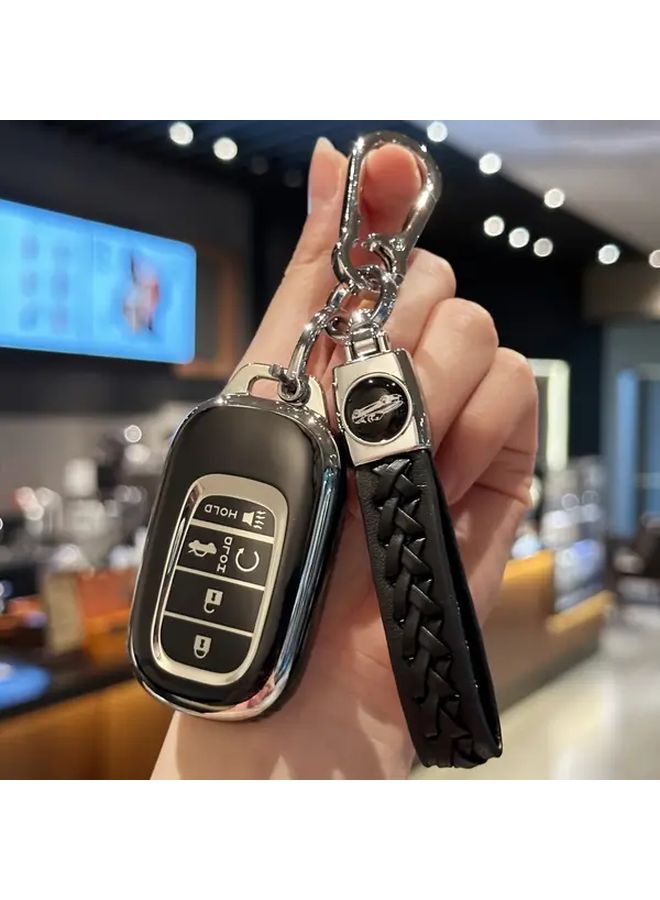 غطاء حماية لمفتاح السيارة من TPU وردي مع سلسلة مفاتيح لسيارات Civic Accord HR-V Pilot CR-V 2022 2023 2024 - Image 2