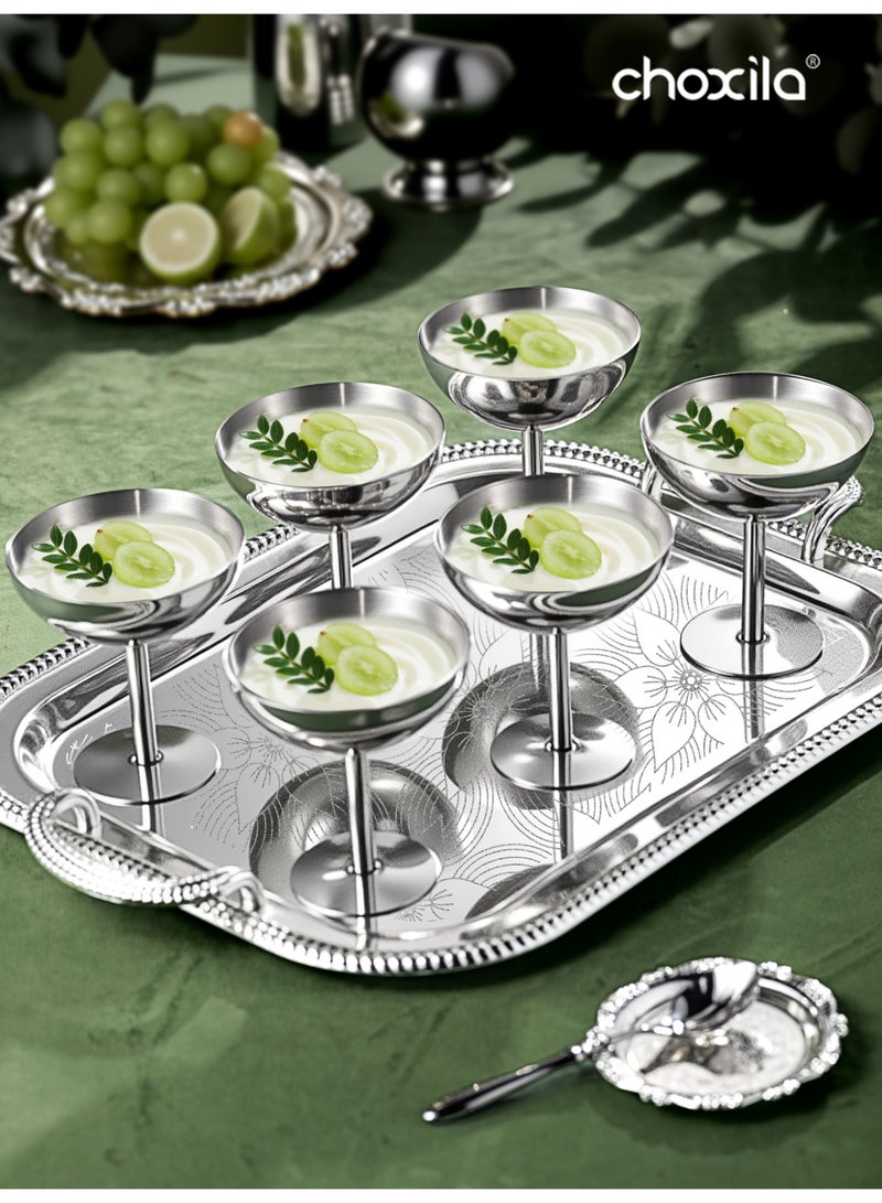 choxila Stainless Steel Dessert Cups 6pcs Set Ice Cream Bowls Pudding Custard Bowls for Home Daily Use - Image 4