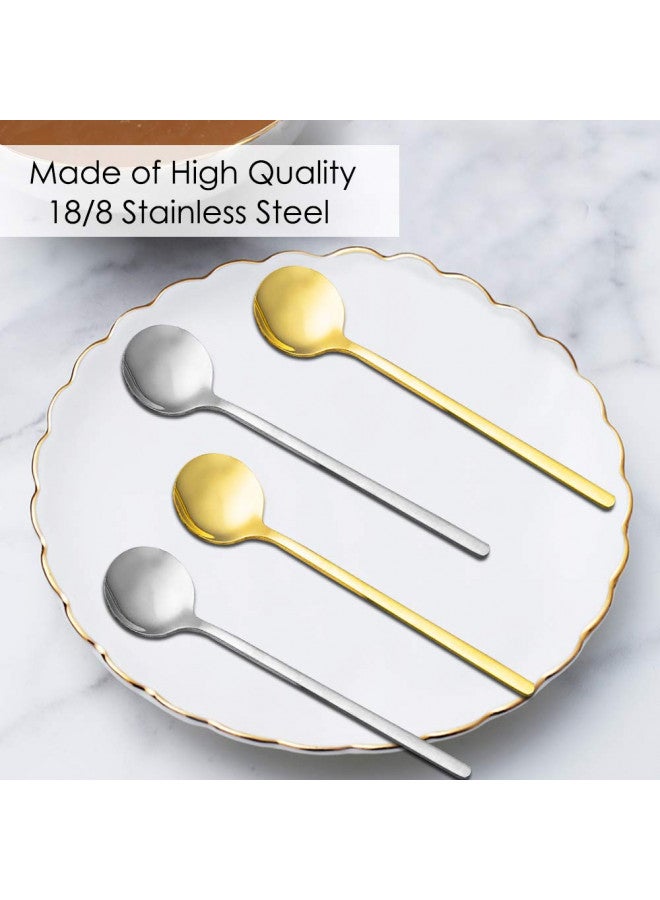 findTop Pack of 8, Gold & Silver Plated Stainless Steel Espresso Spoons, findTop Mini Teaspoons Set for Coffee Sugar Dessert Cake Ice Cream Soup Antipasto Cappuccino, 5.3 Inch - Image 2