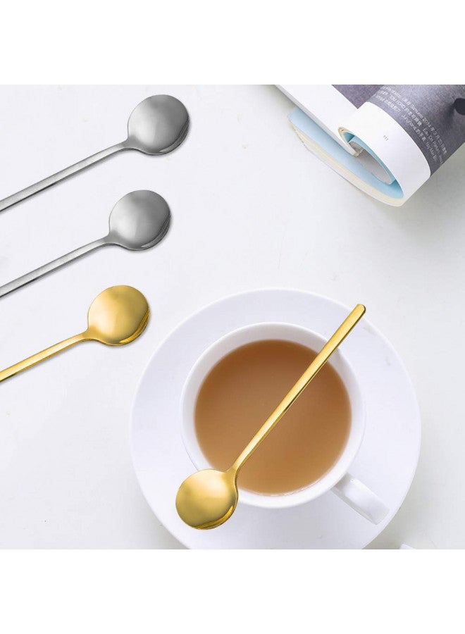 findTop Pack of 8, Gold & Silver Plated Stainless Steel Espresso Spoons, findTop Mini Teaspoons Set for Coffee Sugar Dessert Cake Ice Cream Soup Antipasto Cappuccino, 5.3 Inch - Image 1
