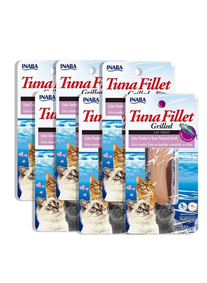 INABA Premium Hand-Cut Grilled Tuna Fillet Cat Treats/Topper with Vitamin E and Green Tea Extract, 0.52 Ounces Each, Pack of 6, Extra Tender Tuna Broth - Image 1