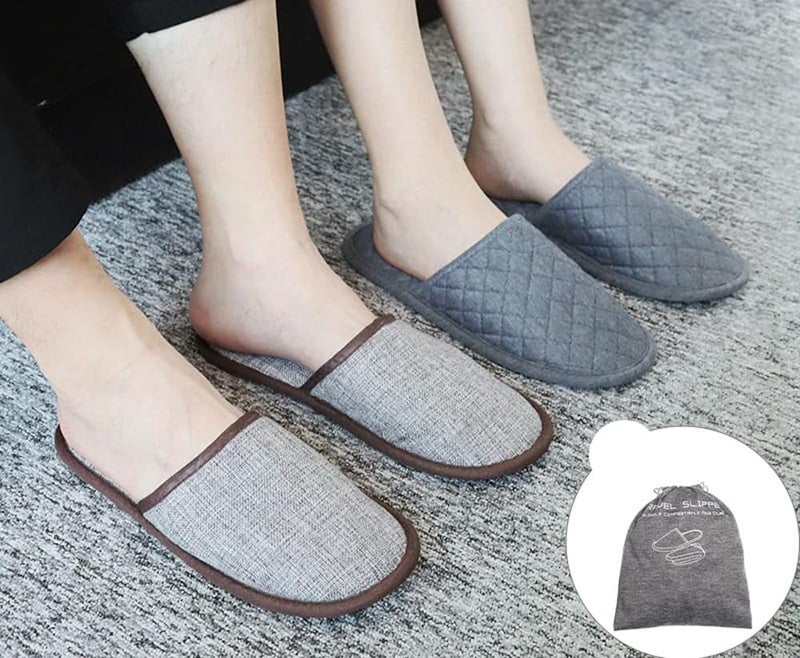 ITODA Non Disposable Travel Spa Slippers, Foldable Portable Closed Toe Sandals Shoes Guest Indoor House Room Business Men Women Trip Party Washable Footwear with Bags - Image 4