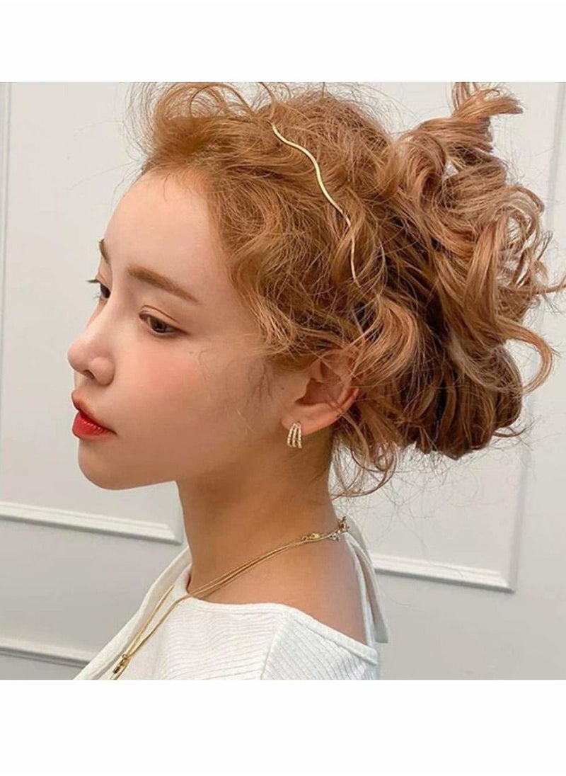 Excefore Gold Metal Hair Hoop, 3 Pcs Spring Wave Hair Band Retro Simplicity Gold Wavy Headbands Wave Line Hair Hoop Multi-Use Hair Accessories for Women Girls Teens Valentine's Gift Headband  - Image 4