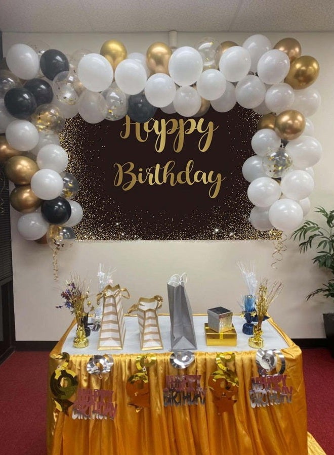 Cenven Black Gold Happy Birthday Backdrop Gold Glitter Spots Photography Background Adults Man Boy Birthday Party Table Wall Decoration Photo Shoot Booth Studio Props 7x5FT - Image 3