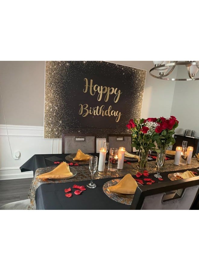 Cenven Black Gold Happy Birthday Backdrop Gold Glitter Spots Photography Background Adults Man Boy Birthday Party Table Wall Decoration Photo Shoot Booth Studio Props 7x5FT - Image 4